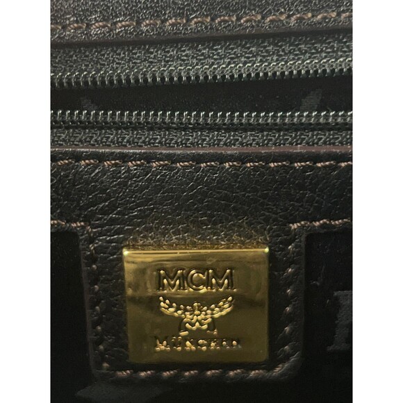 MCM 2WAY Shoulder Bag Handbag Turnlock Men's Women's Black Leather - Picture 12 of 14